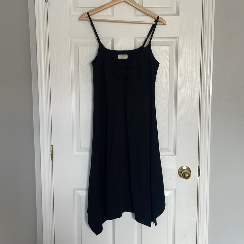 Echo Verde spaghetti strap hankerchief hemmed jersey knit sundress